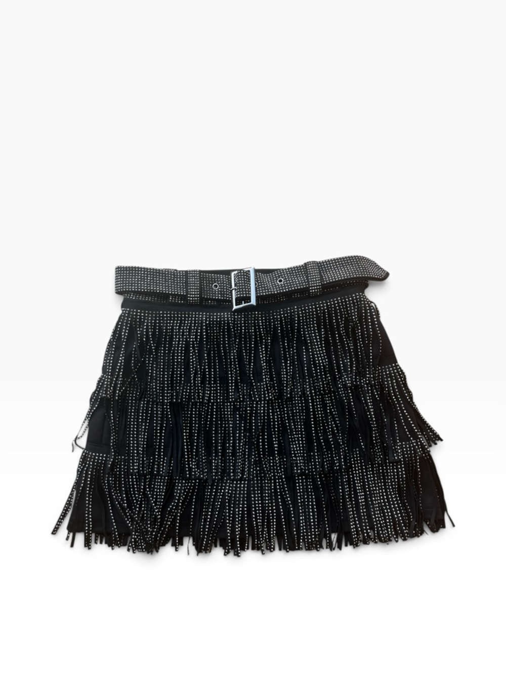 NWT Blushing Brunette Eye Catcher Sparkly Fringe Black Skort/Shorts Size Small